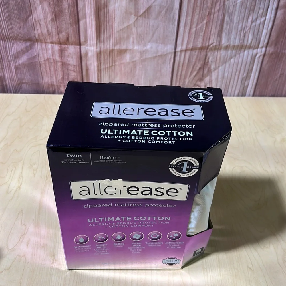 NIB ALLEREASE ZIPPERED MATTRESS PROTECTOR ALLERGY & BEDBUG PROTECTION BED SHEET